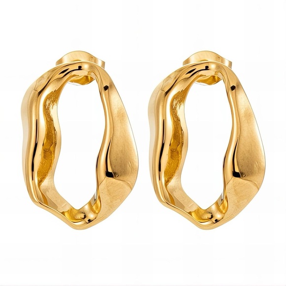 Anointed Beauty Boutique Jewelry - 18K Gold Plated Sculpted Earrings